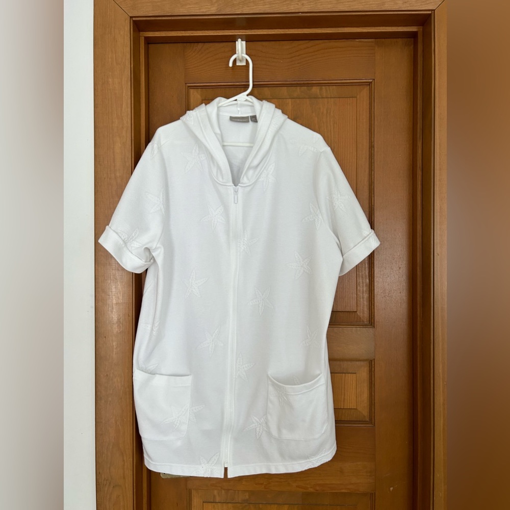 BEACH COVER UP XXL - white hooded